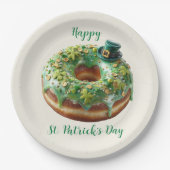 Happy St. Patrick’s Day Donut with Leprechaun Hat Pappteller (Vorderseite)