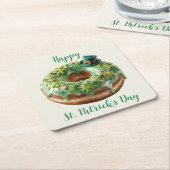 Happy St. Patrick’s Day Donut with Leprechaun Hat Rechteckiger Pappuntersetzer (angewinkelt)