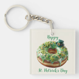 Happy St. Patrick’s Day Donut with Leprechaun Hat Schlüsselanhänger