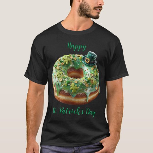 Happy St. Patrick’s Day Donut with Leprechaun Hat T-Shirt (Vorderseite)