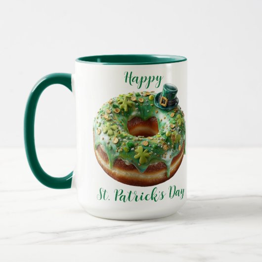 Happy St. Patrick’s Day Donut with Leprechaun Hat Tasse (Links)