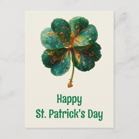 Happy St. Patrick’s Day Elegant Shamrock Postkarte (Vorderseite)