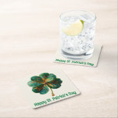 Happy St. Patrick’s Day Elegant Shamrock Rechteckiger Pappuntersetzer (Vor Ort)