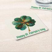 Happy St. Patrick’s Day Elegant Shamrock Rechteckiger Pappuntersetzer (angewinkelt)