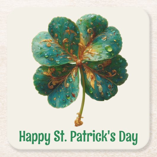 Happy St. Patrick’s Day Elegant Shamrock Rechteckiger Pappuntersetzer (Vorderseite)