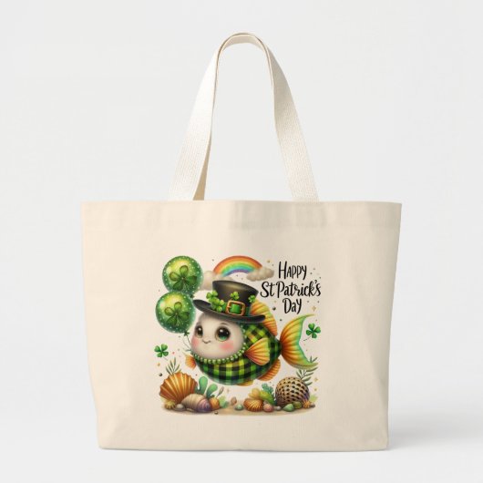 Happy St. Patrick’s Day Fish Tote Bag Jumbo Stoffbeutel (Vorne)