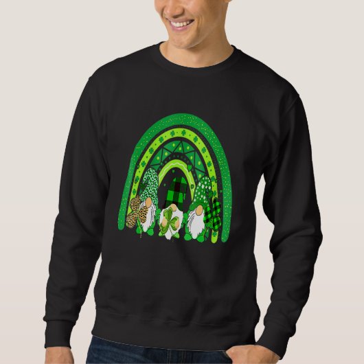 Happy St Patrick S Day Gnomes Rainbow Lucky Clover Sweatshirt (Vorderseite)