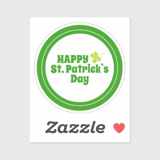 Happy St Patrick`s Day Green Lucky Kleeblatt Aufkleber (Blatt)