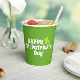 Happy St Patrick`s Day Green Lucky Kleeblatt Pappbecher