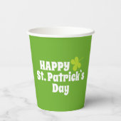 Happy St Patrick`s Day Green Lucky Kleeblatt Pappbecher (Rückseite)