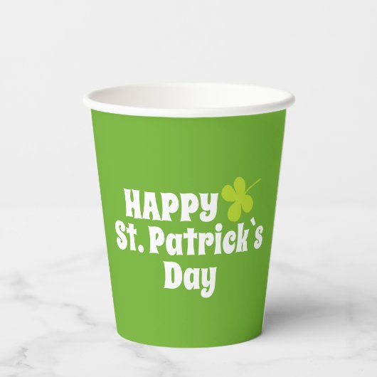Happy St Patrick`s Day Green Lucky Kleeblatt Pappbecher (Rückseite)