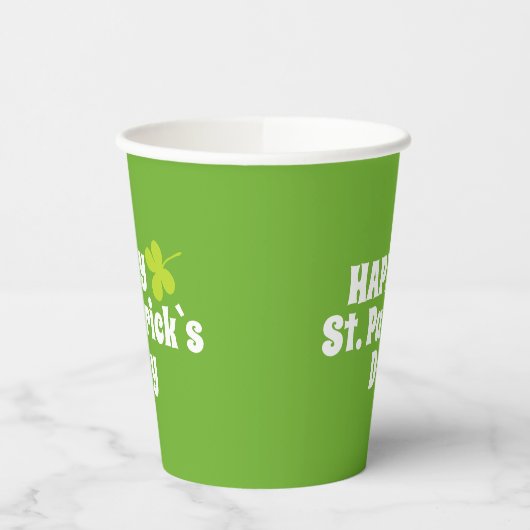 Happy St Patrick`s Day Green Lucky Kleeblatt Pappbecher (Links)
