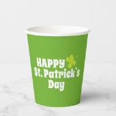 Happy St Patrick`s Day Green Lucky Kleeblatt Pappbecher (Vorderseite)
