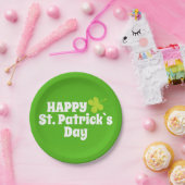 Happy St Patrick`s Day Green Lucky Kleeblatt Pappteller (Party)