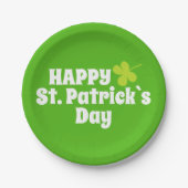 Happy St Patrick`s Day Green Lucky Kleeblatt Pappteller (Vorderseite)