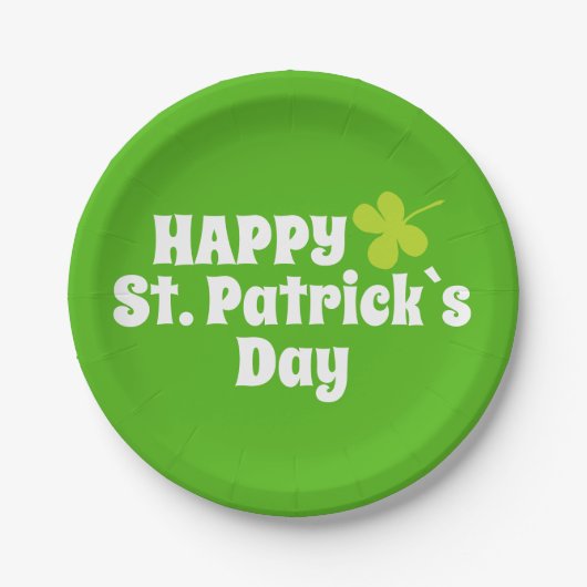 Happy St Patrick`s Day Green Lucky Kleeblatt Pappteller (Vorderseite)