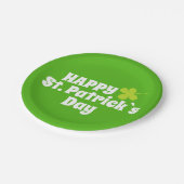 Happy St Patrick`s Day Green Lucky Kleeblatt Pappteller (Schrägansicht)