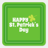 Happy St Patrick`s Day Green Lucky Kleeblatt Quadratischer Aufkleber (Vorderseite)