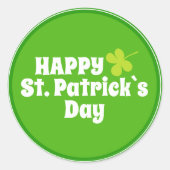 Happy St Patrick`s Day Green Lucky Kleeblatt Runder Aufkleber (Vorderseite)