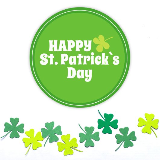 Happy St Patrick`s Day Green Lucky Kleeblatt Runder Aufkleber