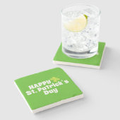 Happy St Patrick`s Day Green Lucky Kleeblatt Stone Steinuntersetzer (Seitenansicht)