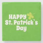 Happy St Patrick`s Day Green Lucky Kleeblatt Stone Steinuntersetzer (Vorderseite)