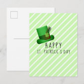 Happy St. Patrick`s Day Hat Irland Green Stripe Postkarte (Vorne/Hinten)