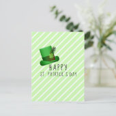 Happy St. Patrick`s Day Hat Irland Green Stripe Postkarte (Stehend Vorderseite)