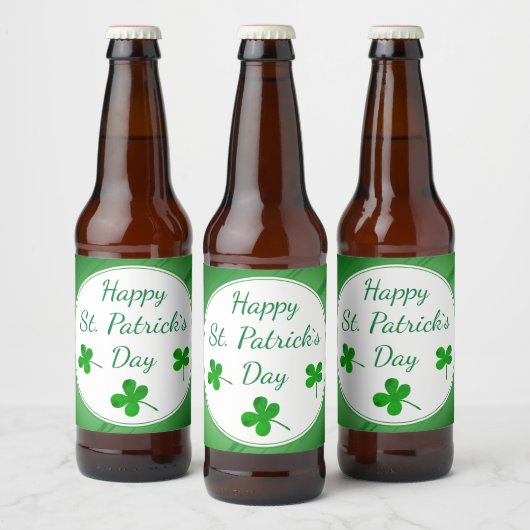 Happy St. Patrick`s Day Irish Green Kleeblatt Bierflaschenetikett (Flaschen)