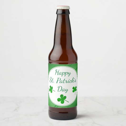Happy St. Patrick`s Day Irish Green Kleeblatt Bierflaschenetikett (Vorderseite)
