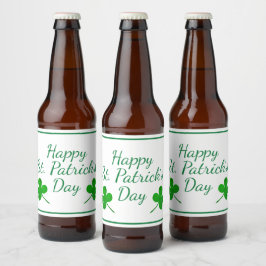 Happy St. Patrick`s Day Irish Green Kleeblatt Bierflaschenetikett