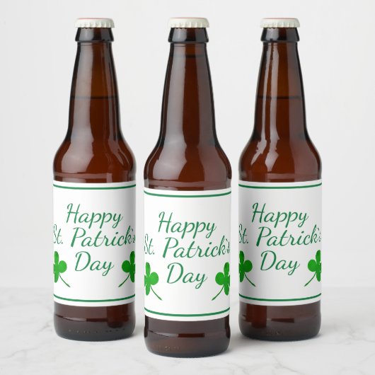 Happy St. Patrick`s Day Irish Green Kleeblatt Bierflaschenetikett (Flaschen)