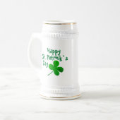 Happy St. Patrick`s Day Irish Green Kleeblatt Bierglas (Vorderseite Links)