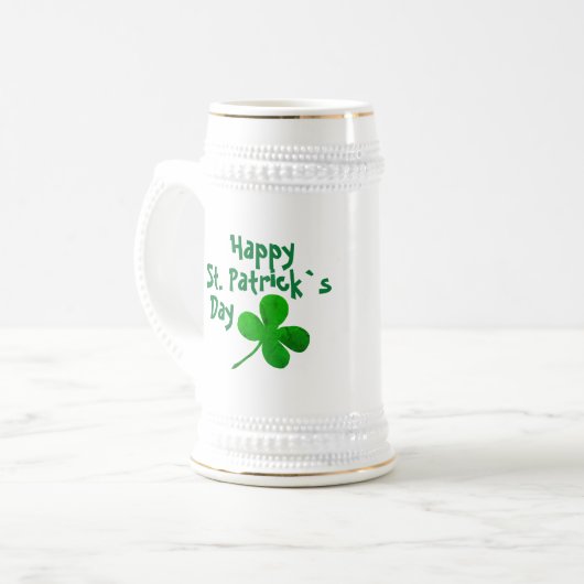 Happy St. Patrick`s Day Irish Green Kleeblatt Bierglas (Vorderseite Links)