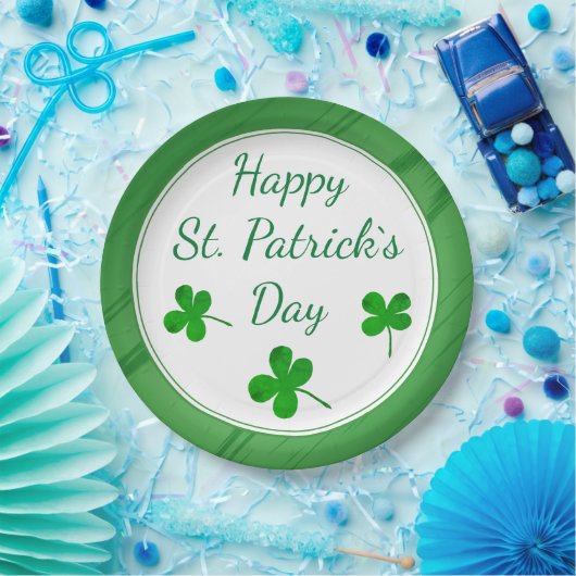Happy St. Patrick`s Day Irish Green Kleeblatt Pappteller (Party)