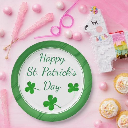 Happy St. Patrick`s Day Irish Green Kleeblatt Pappteller (Party)