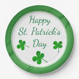 Happy St. Patrick`s Day Irish Green Kleeblatt Pappteller