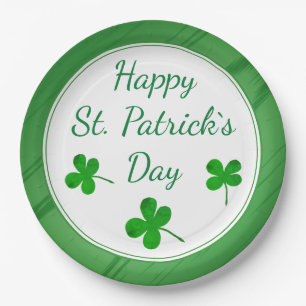 Happy St. Patrick`s Day Irish Green Kleeblatt Pappteller