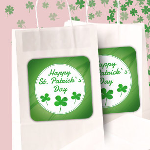 Happy St. Patrick`s Day Irish Green Kleeblatt Quadratischer Aufkleber
