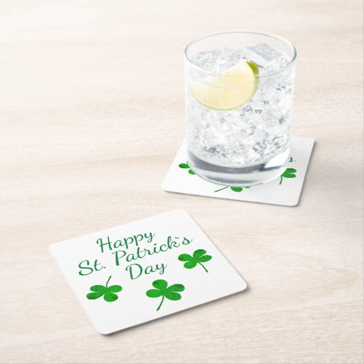 Happy St. Patrick`s Day Irish Green Kleeblatt Rechteckiger Pappuntersetzer (Vor Ort)