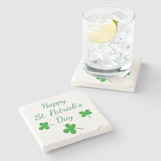 Happy St. Patrick`s Day Irish Green Kleeblatt Steinuntersetzer (Seitenansicht)