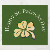 Happy St. Patrick`s Day Kleeblatt Clover Bierflaschenetikett (Einzelnes Label)