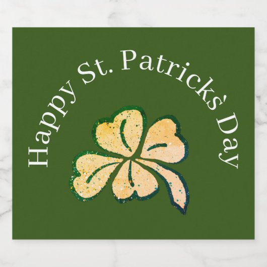 Happy St. Patrick`s Day Kleeblatt Clover Bierflaschenetikett (Einzelnes Label)