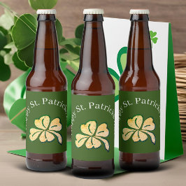 Happy St. Patrick`s Day Kleeblatt Clover Bierflaschenetikett