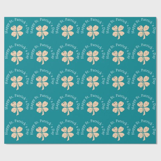 Happy St. Patrick`s Day Kleeblatt Clover Geschenkpapier (Flach)
