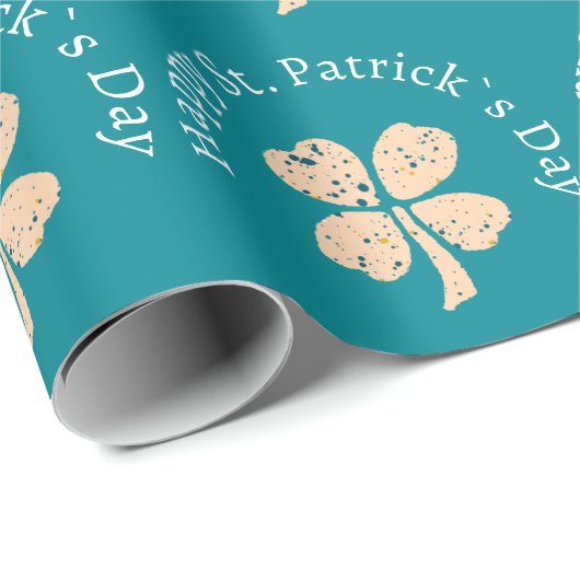Happy St. Patrick`s Day Kleeblatt Clover Geschenkpapier (Rolleneckpunkt)