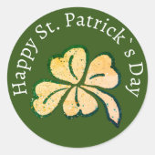 Happy St. Patrick`s Day Kleeblatt Clover Green Runder Aufkleber (Vorderseite)
