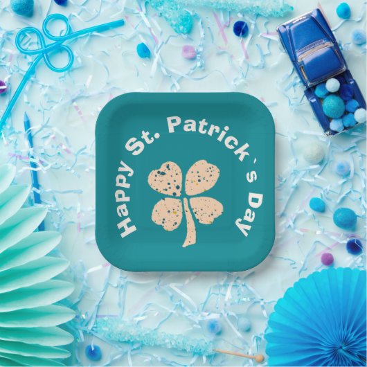 Happy St. Patrick`s Day Kleeblatt Clover Pappteller (Party)