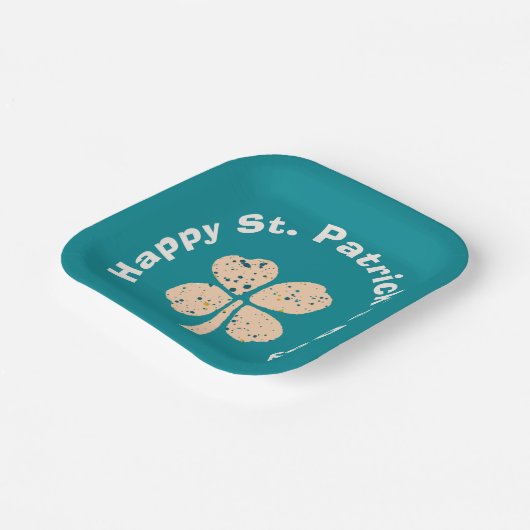 Happy St. Patrick`s Day Kleeblatt Clover Pappteller (Gewinkelt)