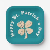 Happy St. Patrick`s Day Kleeblatt Clover Pappteller (Vorderseite)